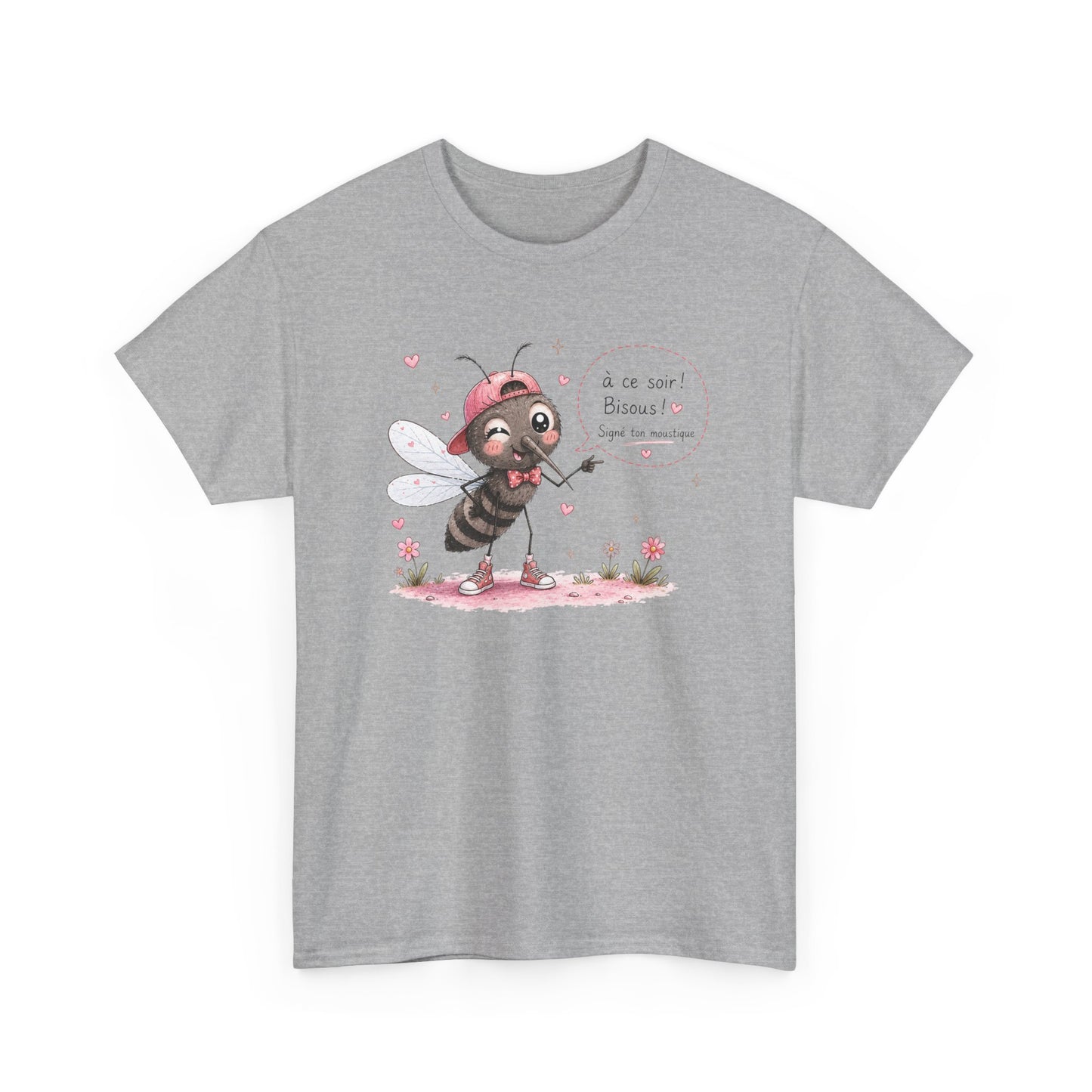 Tee-Shirt Humour À Ce Soir Bisous Signé Ton Moustique – Cadeau Drôle Homme Femme – Design Original