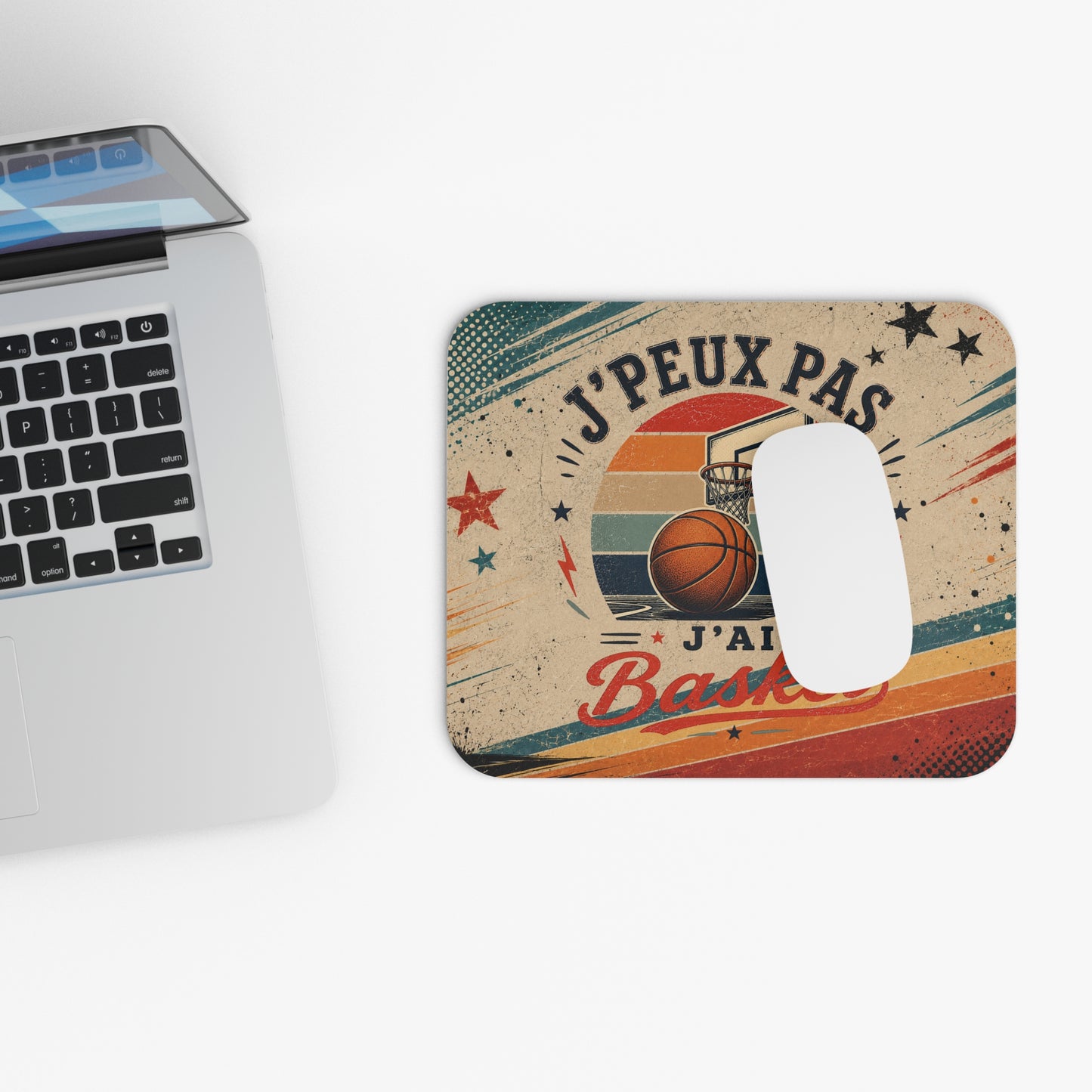 Tapis de Souris J'Peux Pas J'ai Basket Vintage – Cadeau Basket Homme et Femme – Accessoire Bureau Gamer Sport Original