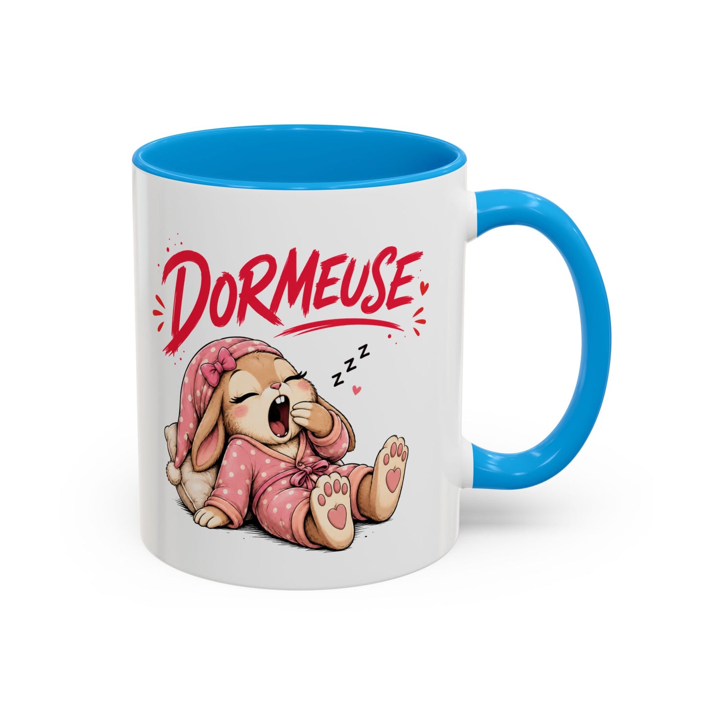 Tasse Dormeuse – Mug Humour Femme Fille avec Lapine Endormie – Cadeau Original 325ml