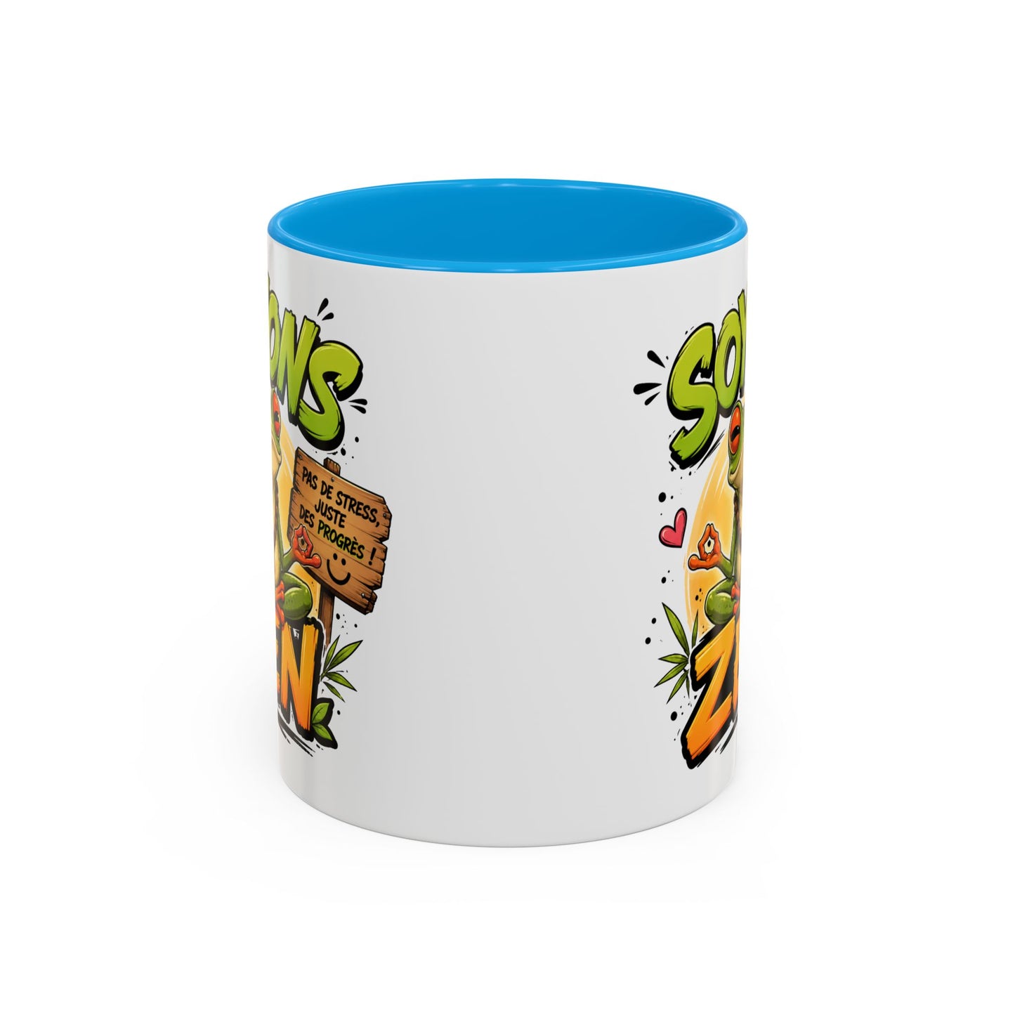 Tasse Soyons Zen – Mug Grenouille Méditation Humour – Cadeau Relaxation Positive 325ml