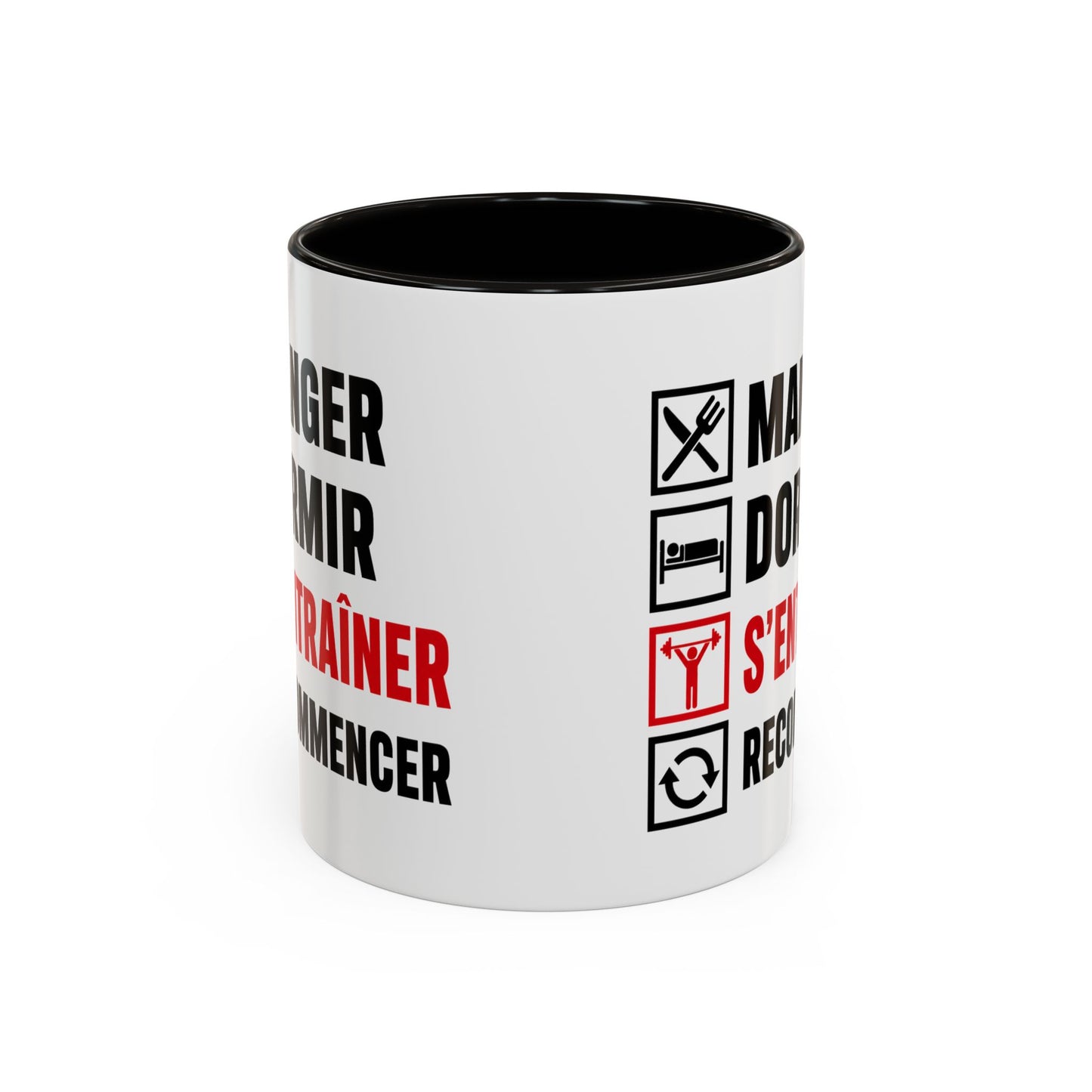 Mug Musculation Fitness – Tasse Sport Entraînement – Cadeau Original Homme et Femme, Passion Salle Noir Bleu Rouge