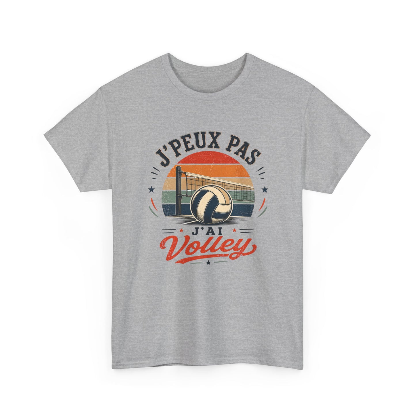 T-Shirt Volley Homme Femme – J’Peux Pas J’Ai Volley – Tee Shirt Volleyball Vintage Ballon Filet Joueur Entraînement Match Cadeau Passion Sport