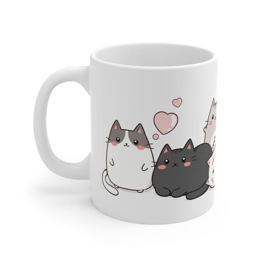 Tasse Chats Kawaii Mignons – Mug Chatons Cartoon Cute – Cadeau Femme Enfant Amoureux des Chats 325ml