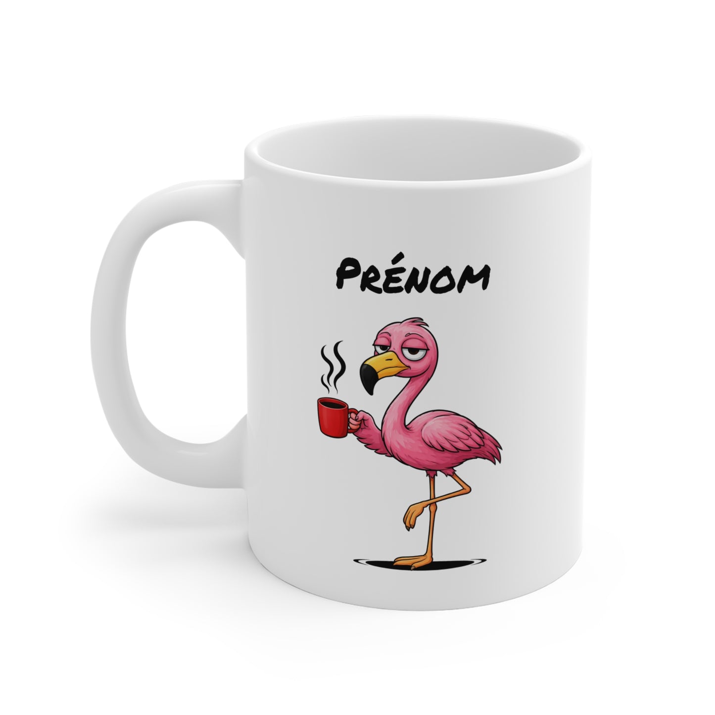 Mug Flamant Rose Personnalisable 325ml – Tasse Café Humour Fatigue Matin Drôle Cadeau Original