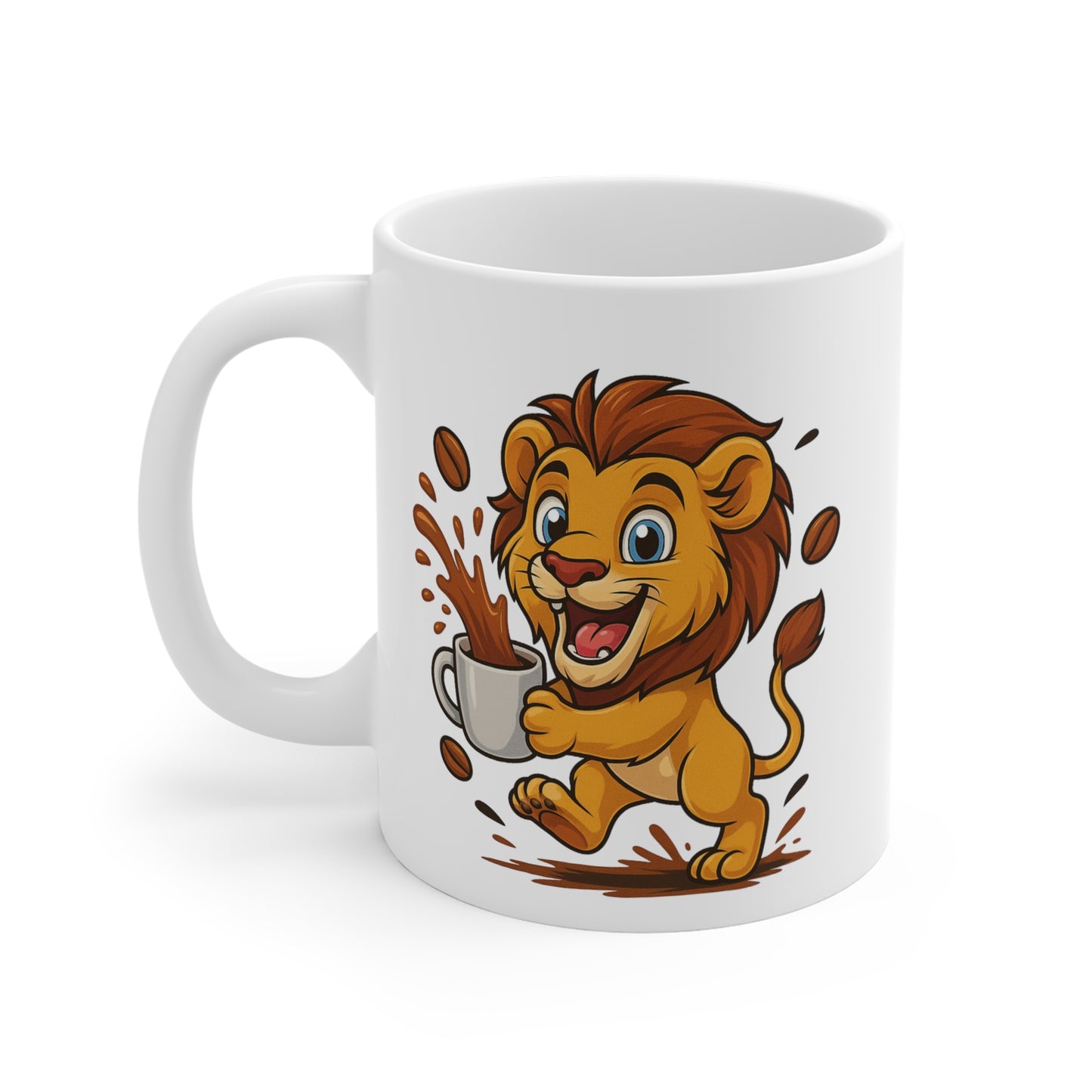 Tasse Lion Café – Mug Animal Cartoon Rigolo Céramique 325ml – Cadeau Original et Sauvage