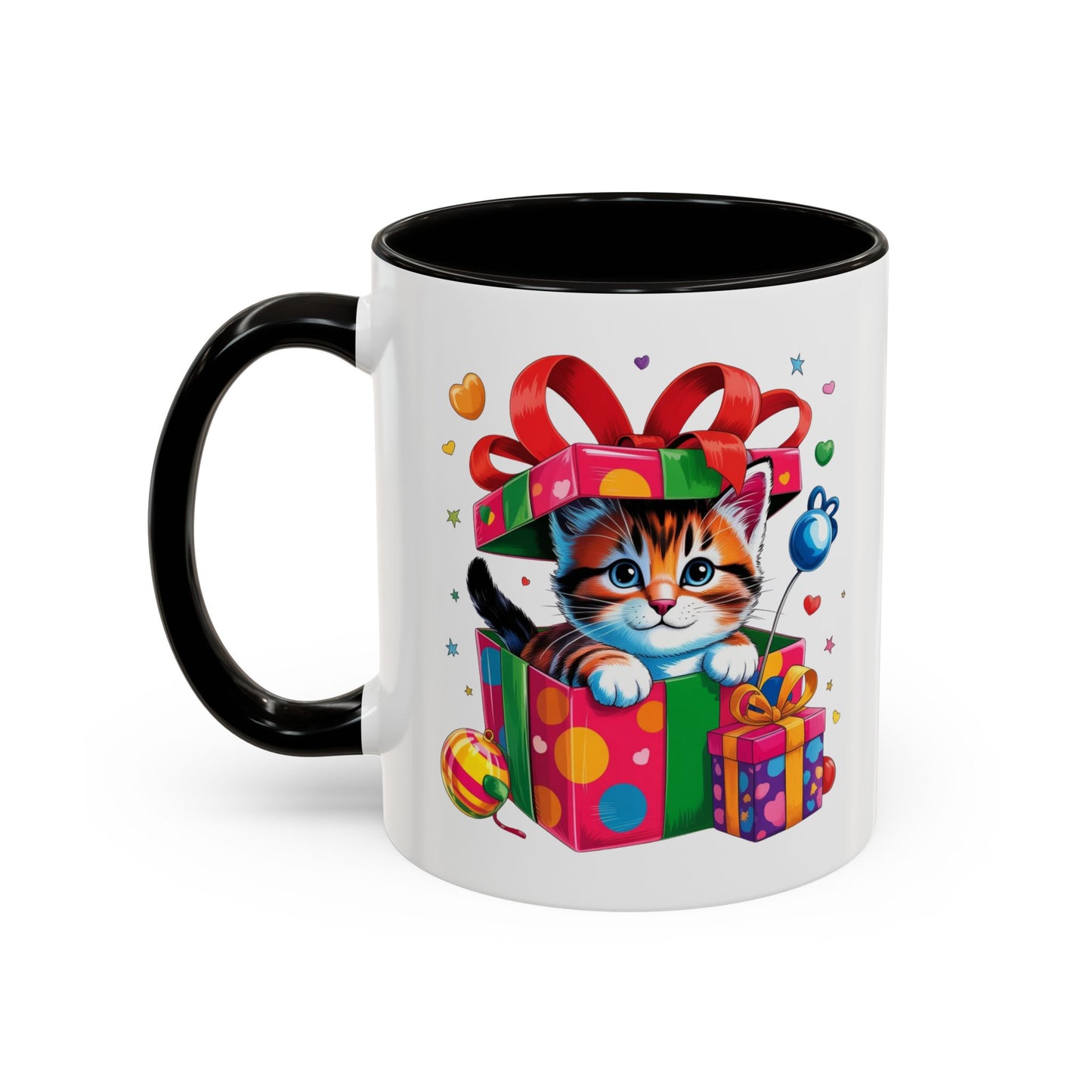 Mug Chaton dans Boîte Cadeau – Tasse Chat Mignon avec Ruban et Cadeaux – Idée Cadeau 325ml