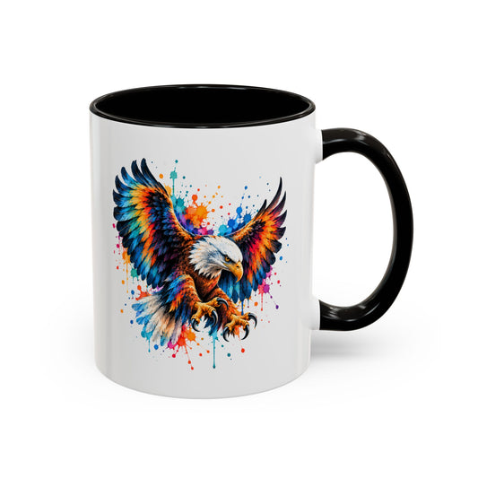 Mug Aigle Coloré – Tasse Aigle Majestueux en Vol Style Aquarelle – Cadeau Original Amoureux des Aigles et Animaux Sauvages noir bleu rouge