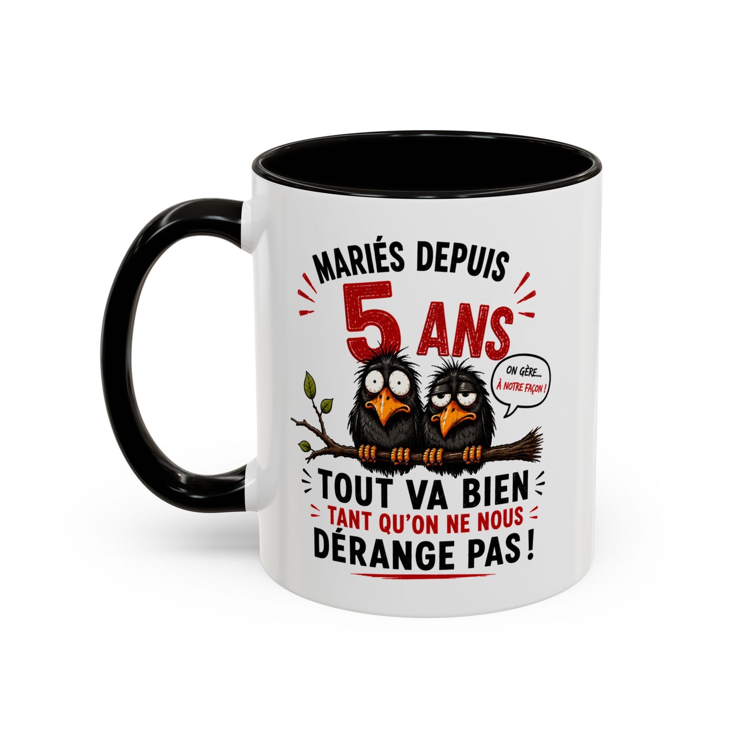 Tasse Mariés Depuis 5 Ans – Mug Humour Anniversaire de Mariage Homme Femme – Cadeau Couple 5 Ans de Mariage 325 ml