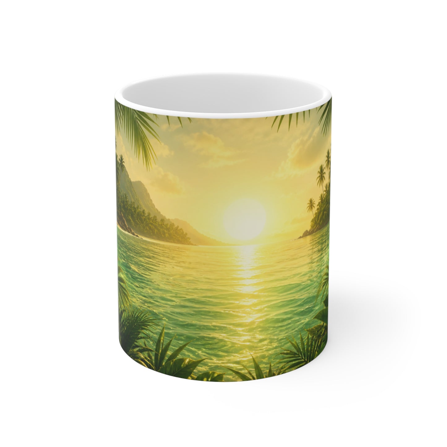 Tasse Lagon Tropical – Mug Plage Paradis Exotique – Cadeau Voyage Homme Femme Enfant 325ml