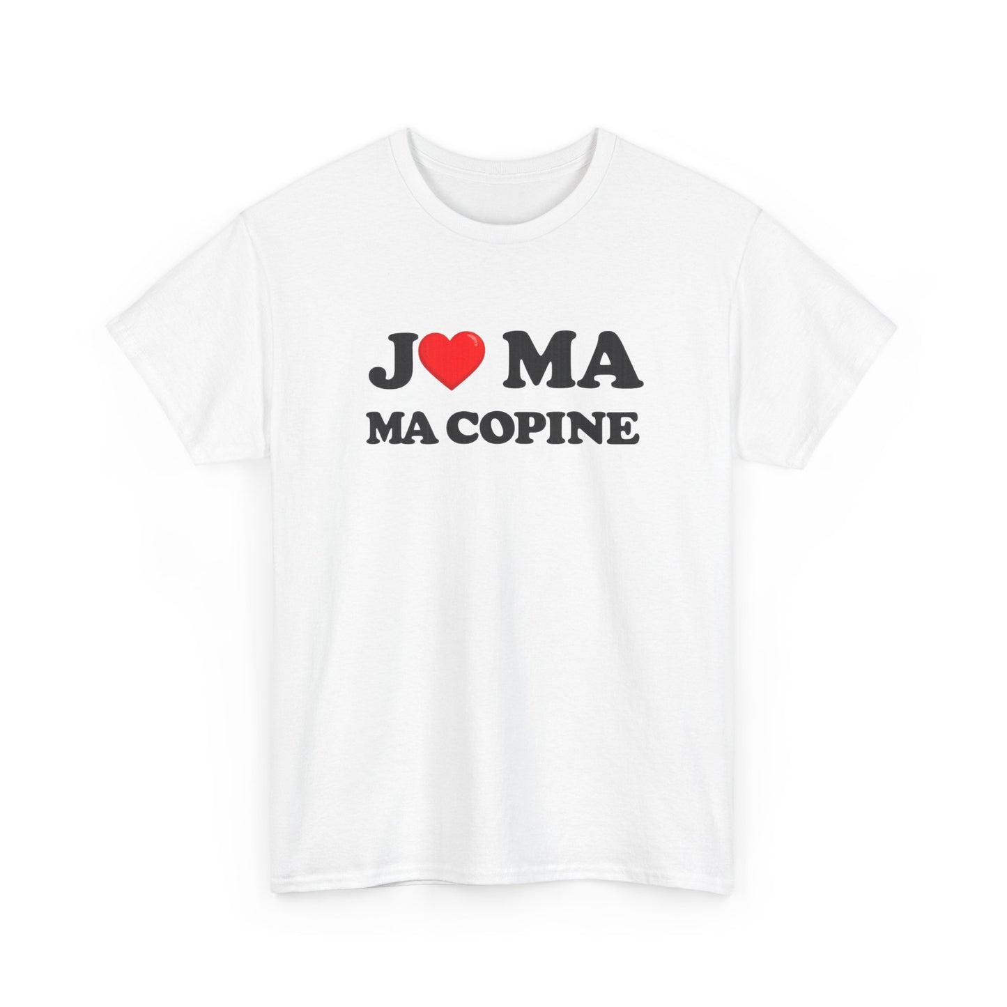 Tee Shirt J’aime ma copine – Message amour couple – Cadeau romantique Blanc Gris Noir