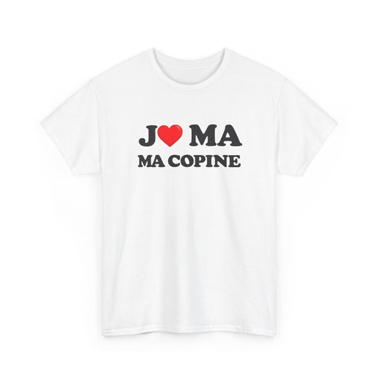 Tee Shirt J’aime ma copine – Message amour couple – Cadeau romantique Blanc Gris Noir