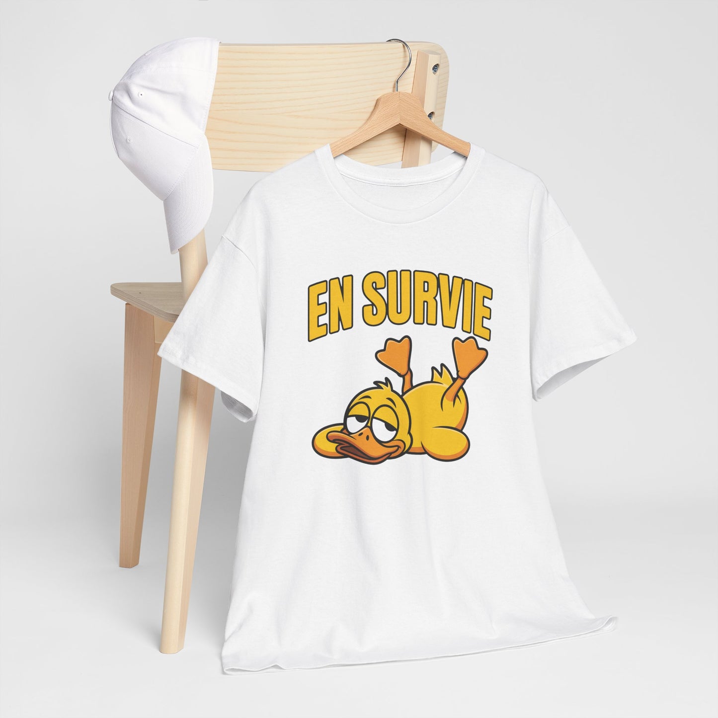T-Shirt Humour En Survie – Tee Shirt Drôle Canard Fatigué Mode Survie Travail Fatigue Citation Fun Sarcastique Cadeau Homme Femme