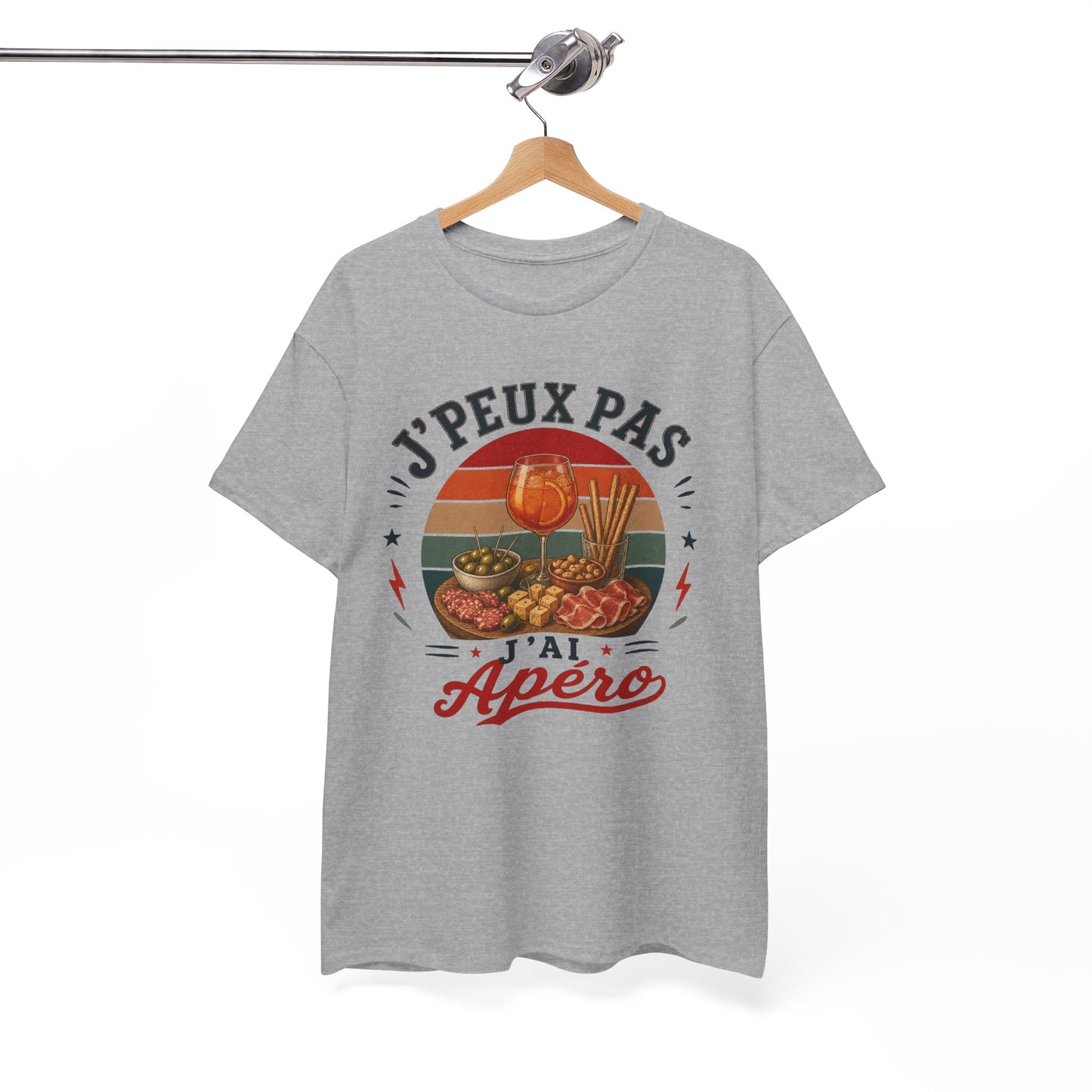 T-Shirt J’Peux Pas J’Ai Apéro – Tee Shirt Humour Convivial Vintage – Cadeau Ami Collègue Homme Femme