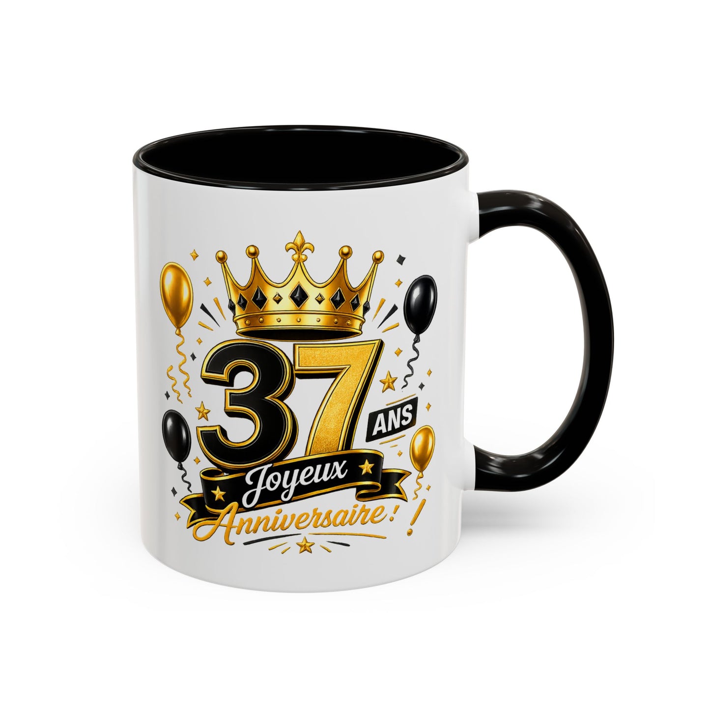Mug Joyeux 37 Ans – Tasse Anniversaire 37 Ans – Cadeau Original pour Femme Homme – Idée Cadeau 37e Anniversaire Noir Bleu Rouge