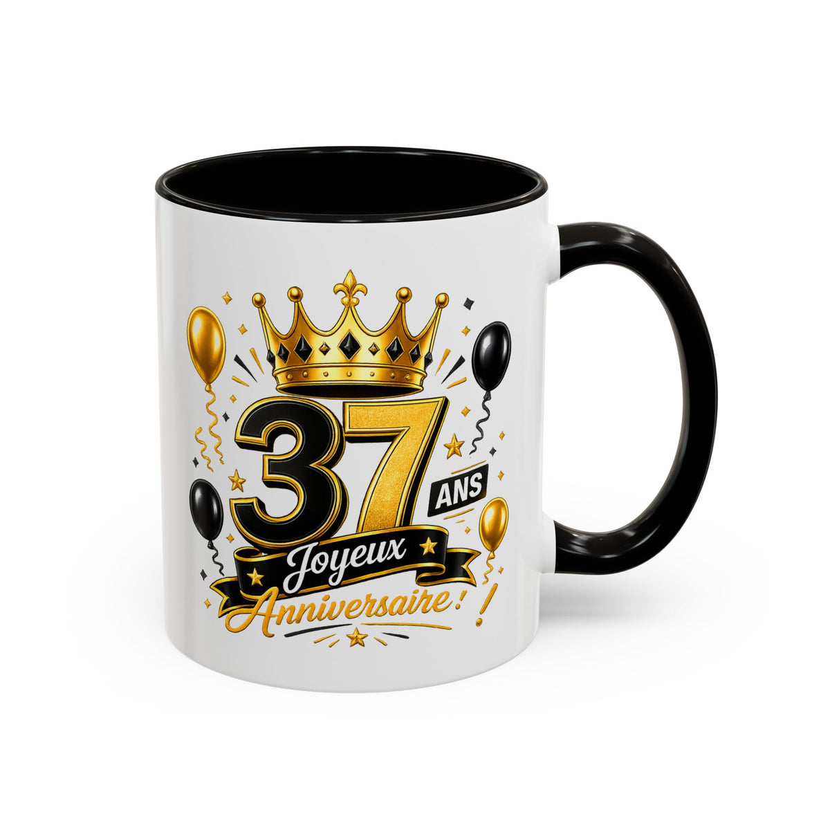 Mug Joyeux 37 Ans – Tasse Anniversaire 37 Ans – Cadeau Original pour Femme Homme – Idée Cadeau 37e Anniversaire Noir Bleu Rouge