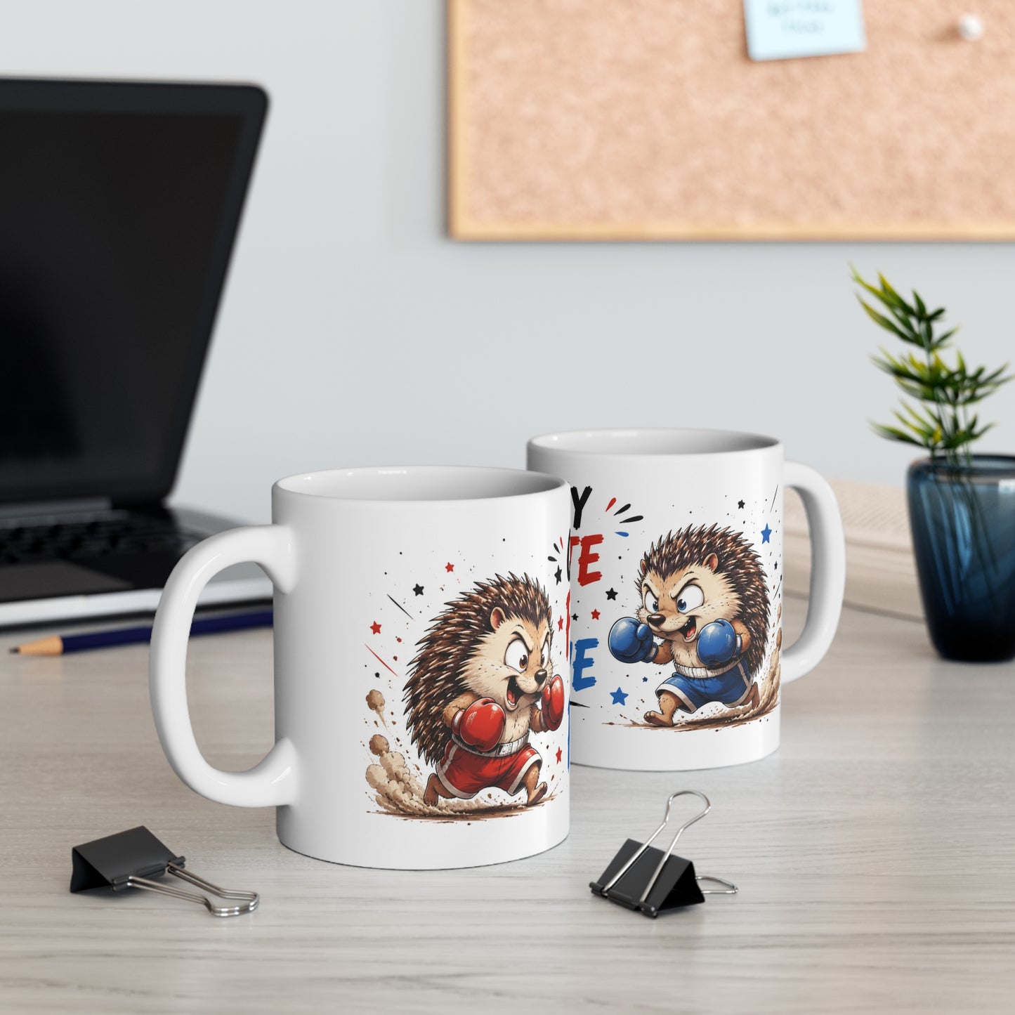 Tasse Qui S’Y Frotte S’Y Pique – Mug Hérisson Humour Boxe – Cadeau Original Animal Fun 325ml