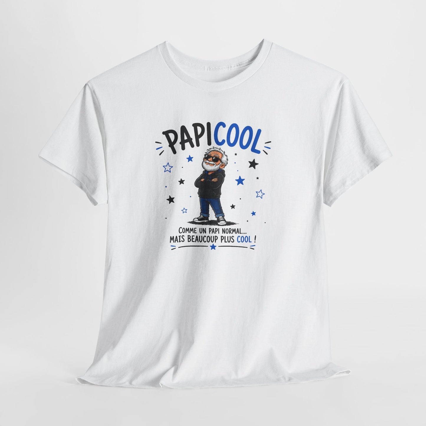 Tee Shirt Papi Homme – PapiCool Comme un Papi Normal Mais Beaucoup Plus Cool – T-Shirt Humour Grand-Père Cadeau Original