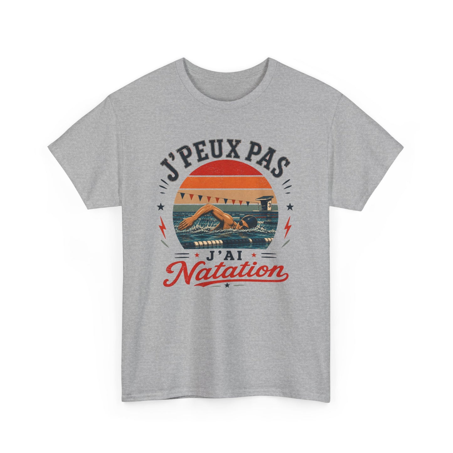 T-Shirt Homme – J’Peux Pas J’Ai Natation – Tee Shirt Nageur Piscine Crawl Entraînement Compétition Aquatique Sportif Cadeau Passion Sports Nautiques