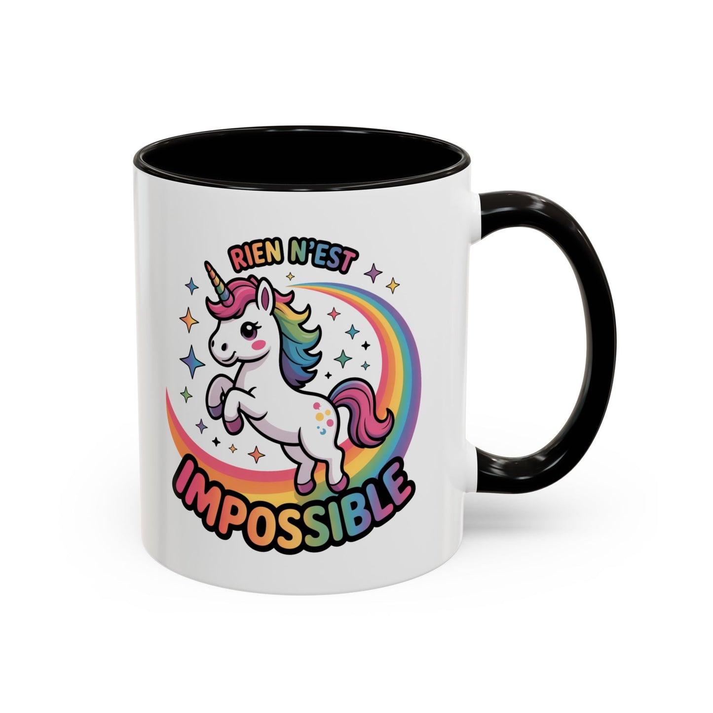 Tasse Licorne Motivation “Rien n’est impossible” – Mug Inspirant Arc-en-ciel Fantaisie – Cadeau Positif