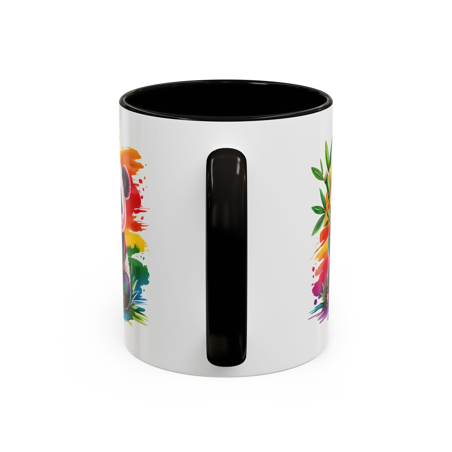 Mug Panda Mignon Coloré – Tasse Animal Bambou Design Arc-en-Ciel – Cadeau Original Enfant Adulte – Céramique 325ml Noir Bleu Rouge