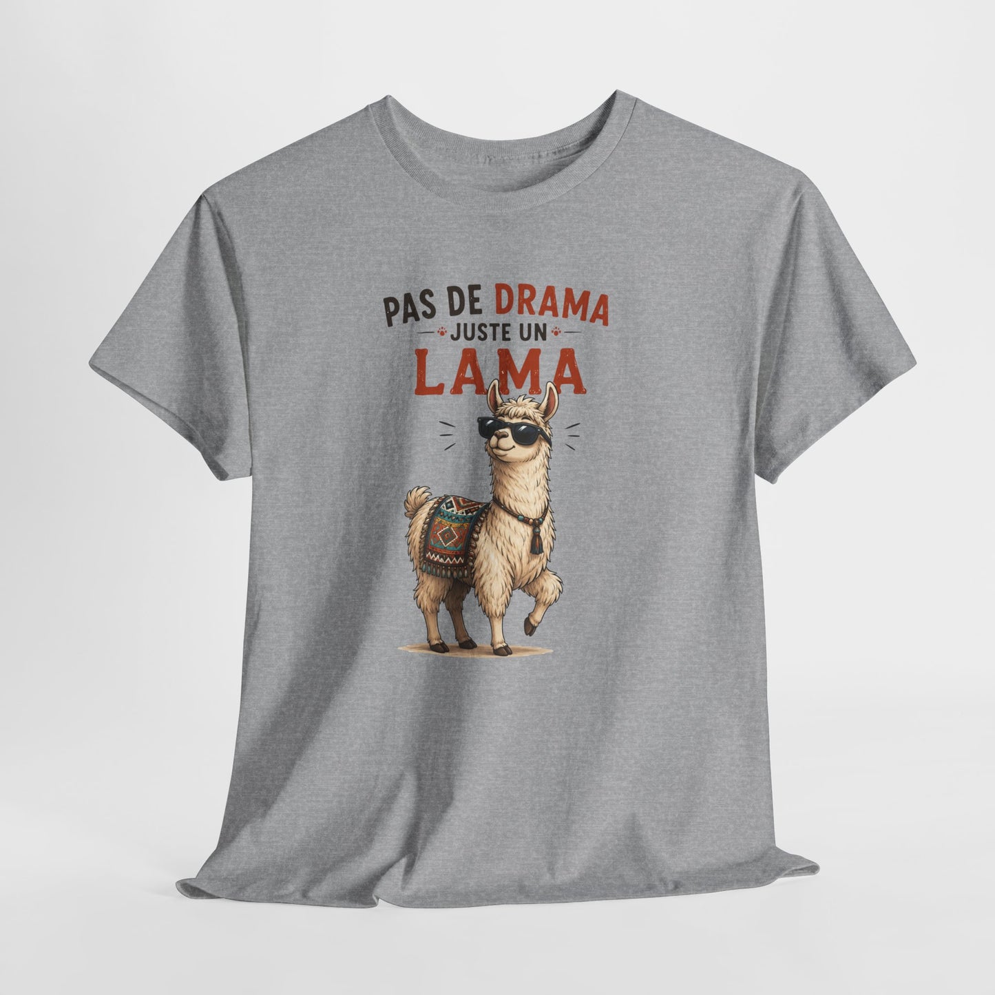 T-Shirt Humour Homme et Femme – Lama Drôle avec Lunettes – Animal Rigolo – Cadeau Original Anniversaire