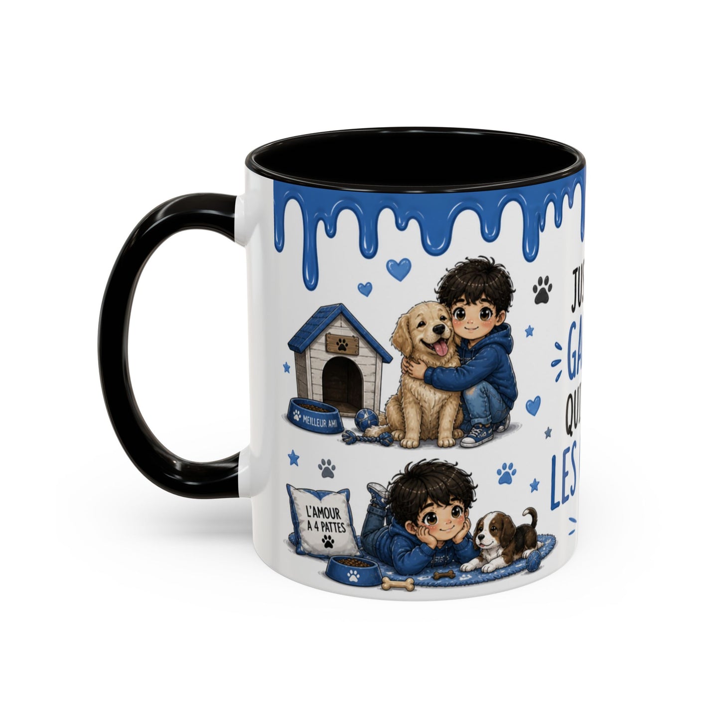 Tasse Juste Un Garçon Qui Adore Les Chiens – Mug Chien Garçon Kawaii Bleu – Cadeau Passion Chiens 325ml