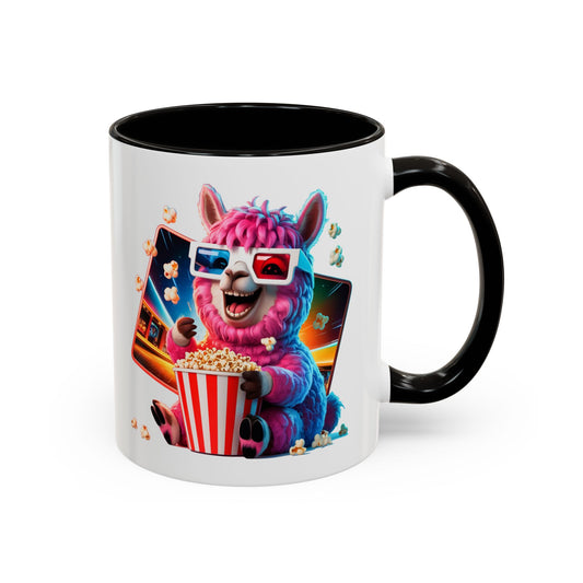 Mug Lama Rigolo Cinéma – Tasse Design avec Popcorn et Lunettes 3D – Cadeau Original 325ml
