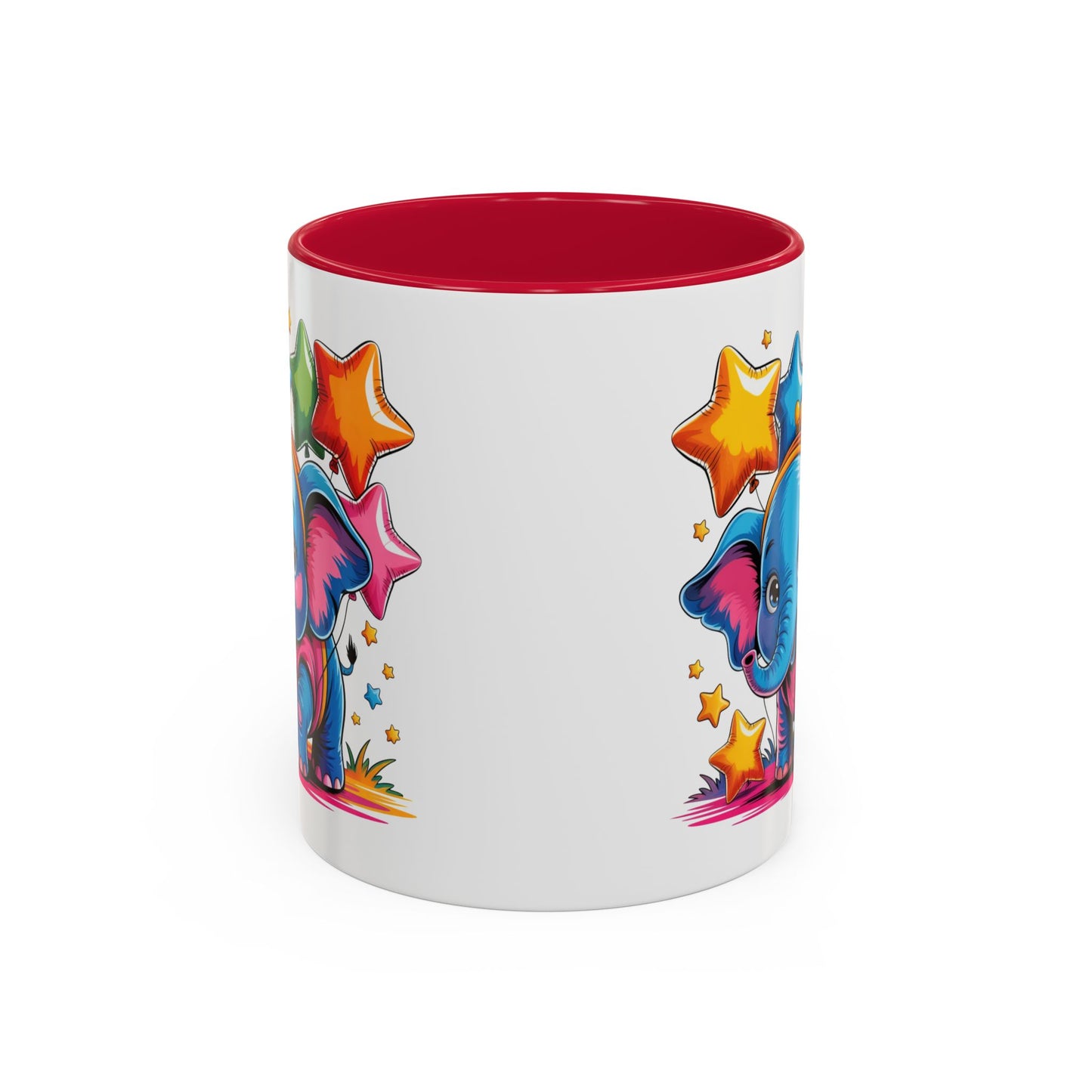 Mug Éléphant Mignon Multicolore – Tasse Design Kawaii Animaux et Ballons Étoiles – Cadeau Original 325ml