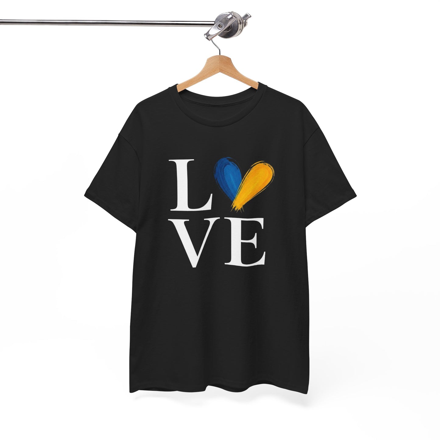 T-Shirt Love Bleu Jaune Cœur – Tee Shirt Amour Design Coloré Moderne – Cadeau Homme Femme