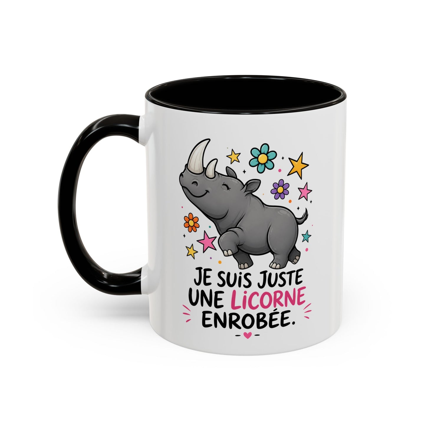 Mug Femme Humoristique – Tasse Rhinocéros Licorne – Idée Cadeau Originale Anniversaire Amie Collègue – 325 ml Noir Bleu Rouge