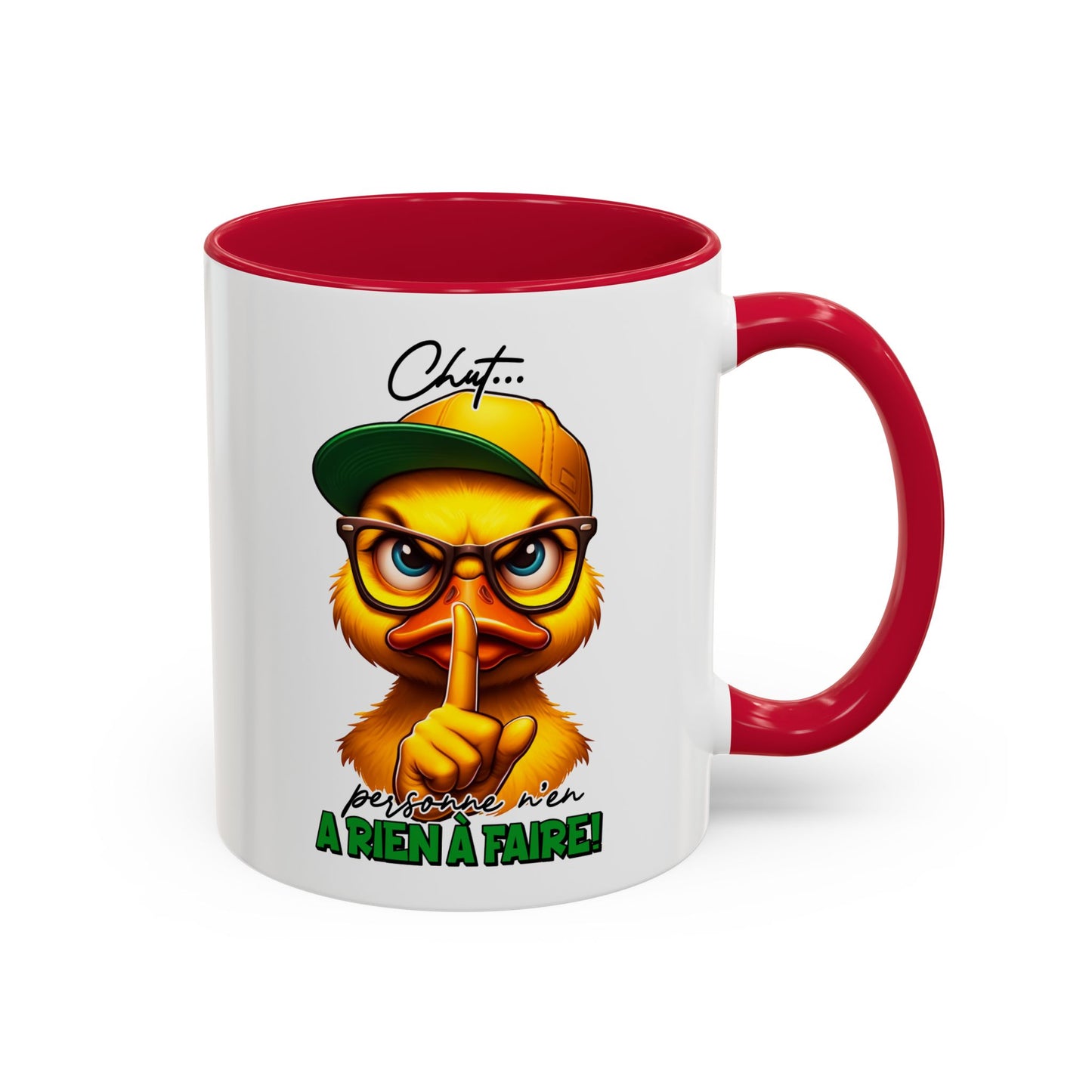 Tasse Chut Personne N’a Rien À Faire – Mug Canard Humour Drôle Cartoon – Cadeau Fun 325ml