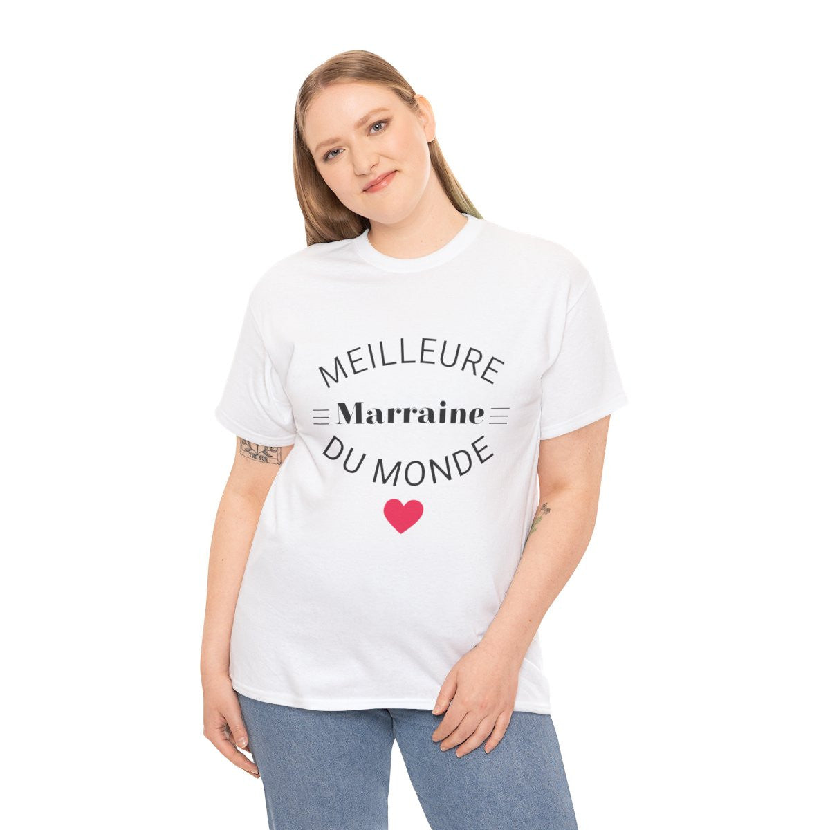 Tee shirt Femme Meilleur marraine du monde idée cadeau amour love coeur