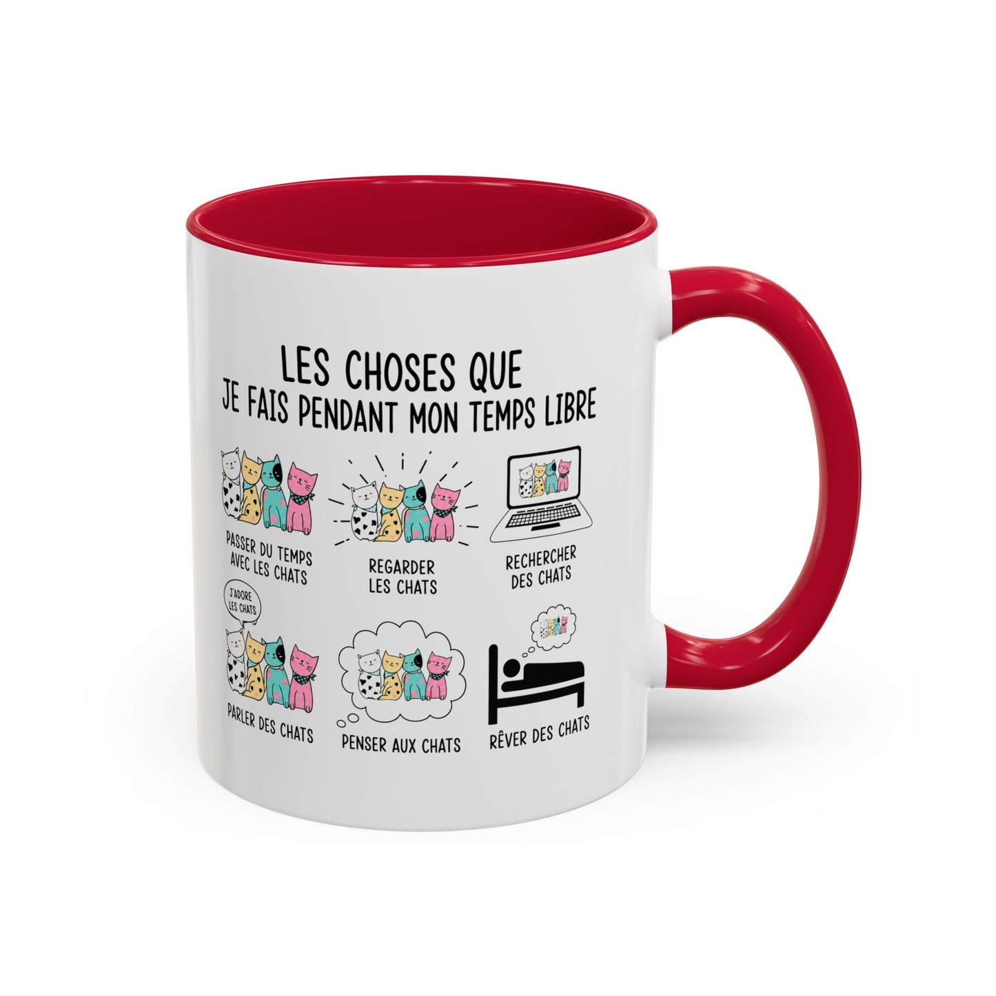 Tasse Humour Chat Homme et Femme – Les Choses Que Je Fais Pendant Mon Temps Libre – Mug Amoureux des Chats – Cadeau Original – Céramique 325 ml