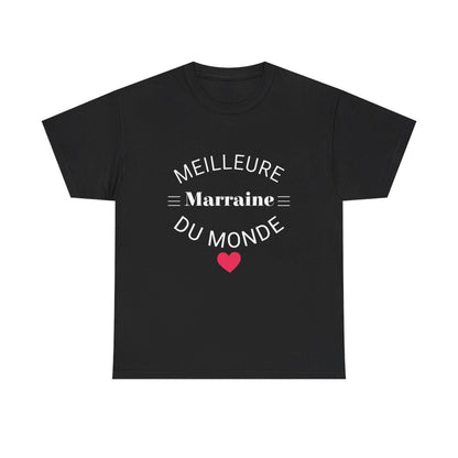 Tee shirt Noir Femme Meilleur marraine du monde idée cadeau amour love coeur