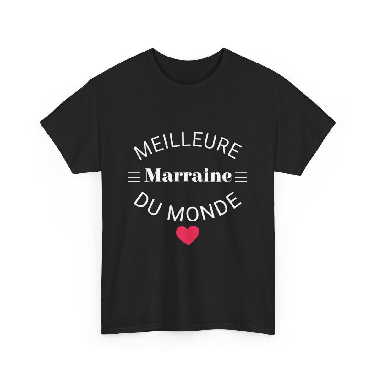 Tee shirt Noir Femme Meilleur marraine du monde idée cadeau amour love coeur