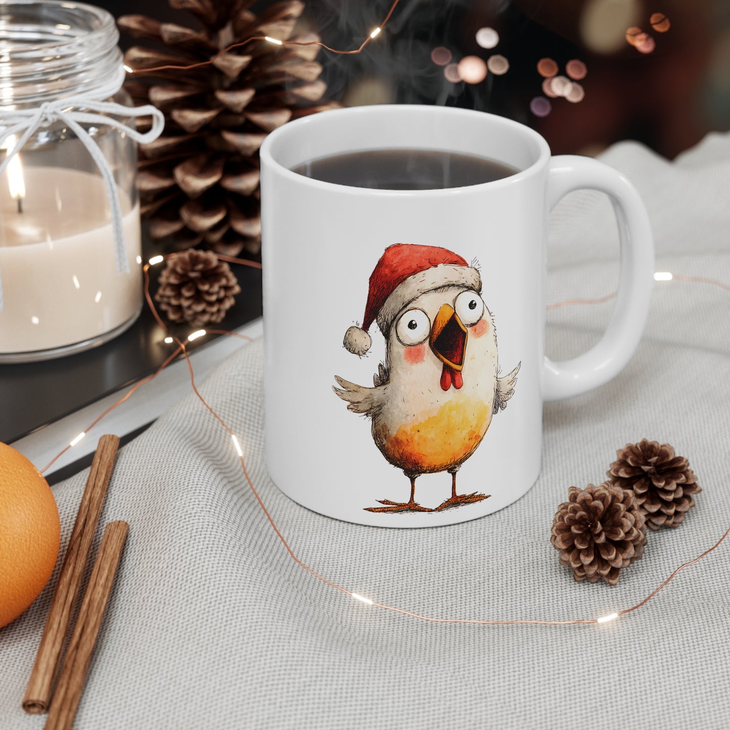 Tasse Céramique Oiseau Noël Rigolo – Mug Hiver Humoristique – Cadeau Original Festif 325 ml