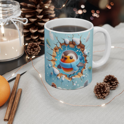 Tasse Rouge-Gorge Mignon – Mug Céramique 325ml – Cadeau Hiver Oiseau Nature Festif