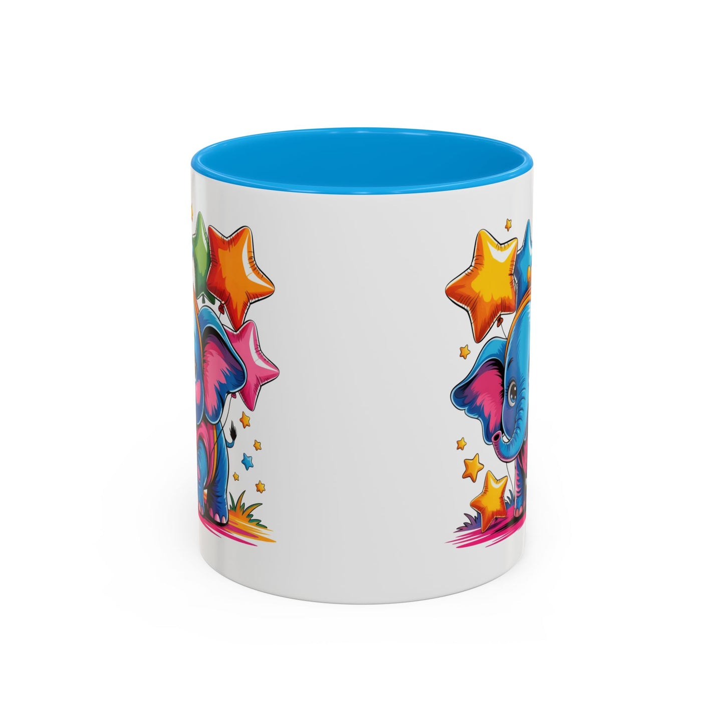 Mug Éléphant Mignon Multicolore – Tasse Design Kawaii Animaux et Ballons Étoiles – Cadeau Original 325ml