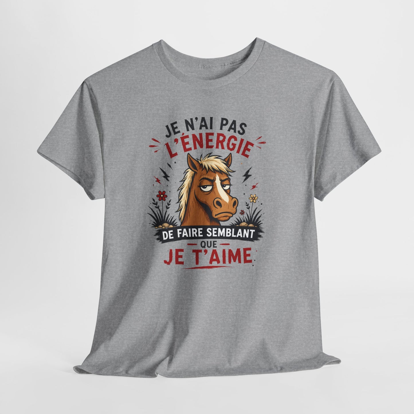 Tee-Shirt Homme et Femme Humour – Cheval Drôle Fatigué Blasé – Cadeau Original Amusant pour Amoureux des Chevaux et Équitation