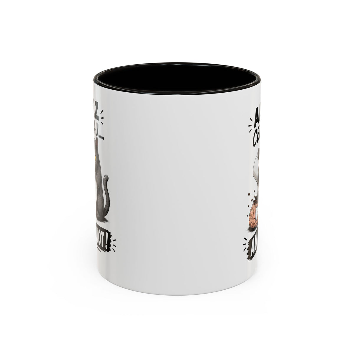 Mug Allez Cerveau Au Boulot – Tasse Humour Chat et Café – Cadeau Drôle Homme et Femme