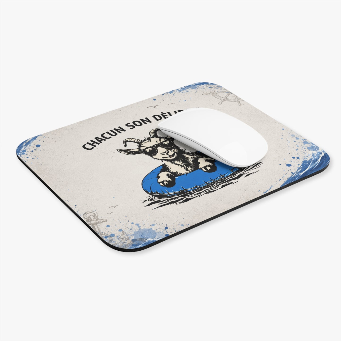 Tapis de Souris 22x18cm Chacun Son Délire Chèvre Humour Bouée Cadeau Homme Femme Bureau Gaming Accessoire Original Animal Drôle