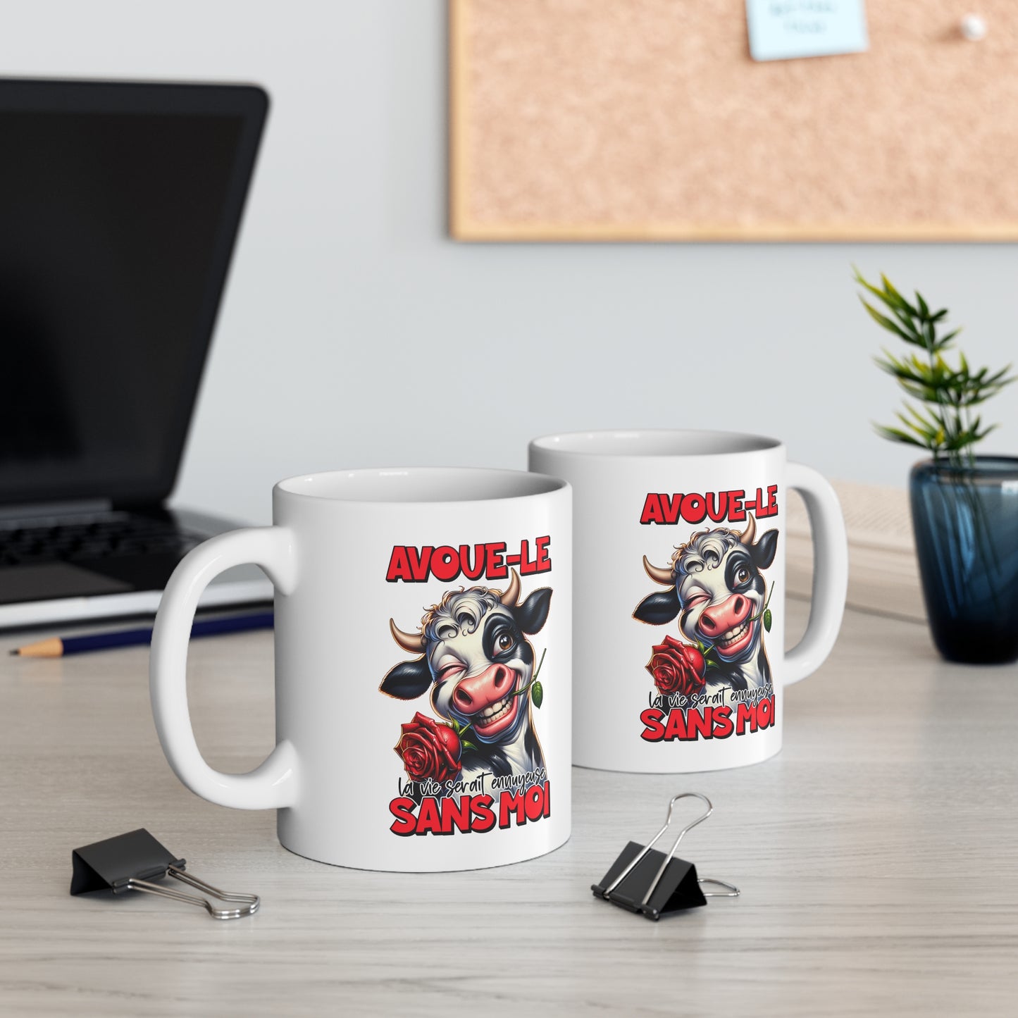Tasse Avoue-Le La Vie Serait Ennuyeuse Sans Moi – Mug Vache Humour Drôle – Cadeau Homme Femme 325ml