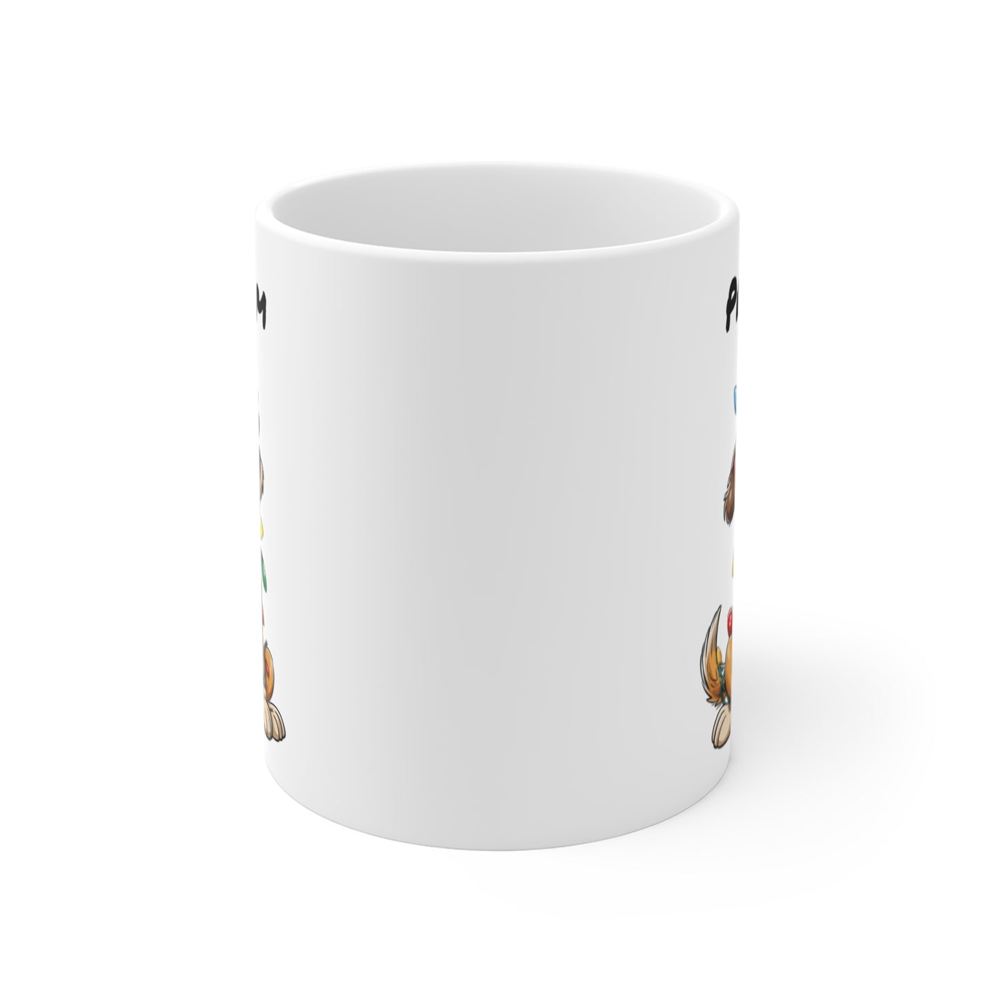 Tasse Personnalisée Chien de Noël – Mug Céramique 325 ml – Prénom et Guirlande Lumineuse – Cadeau Fête