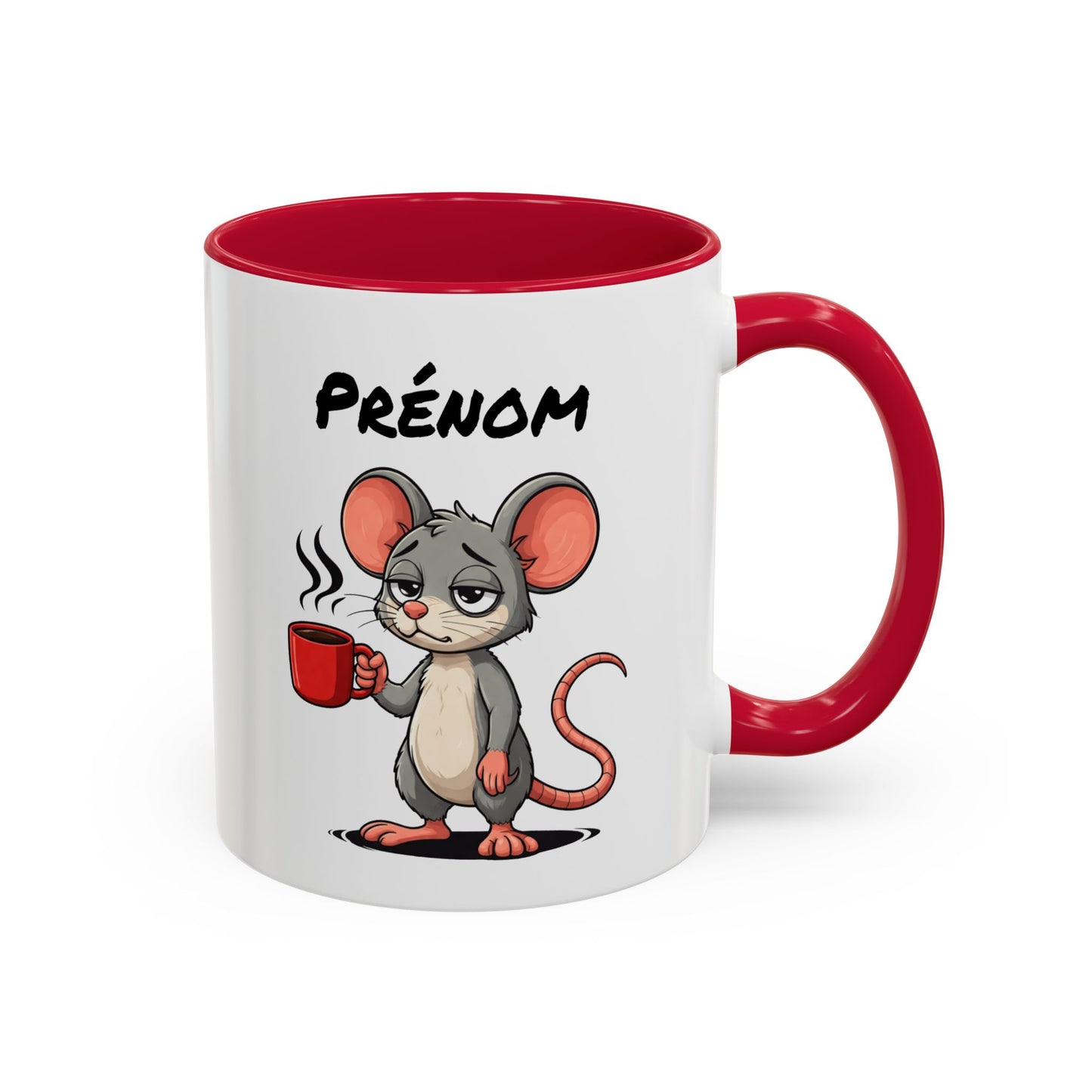 Tasse Souris Fatiguée avec Café – Mug Humour Animal Mignon – Illustration Cartoon 325ml