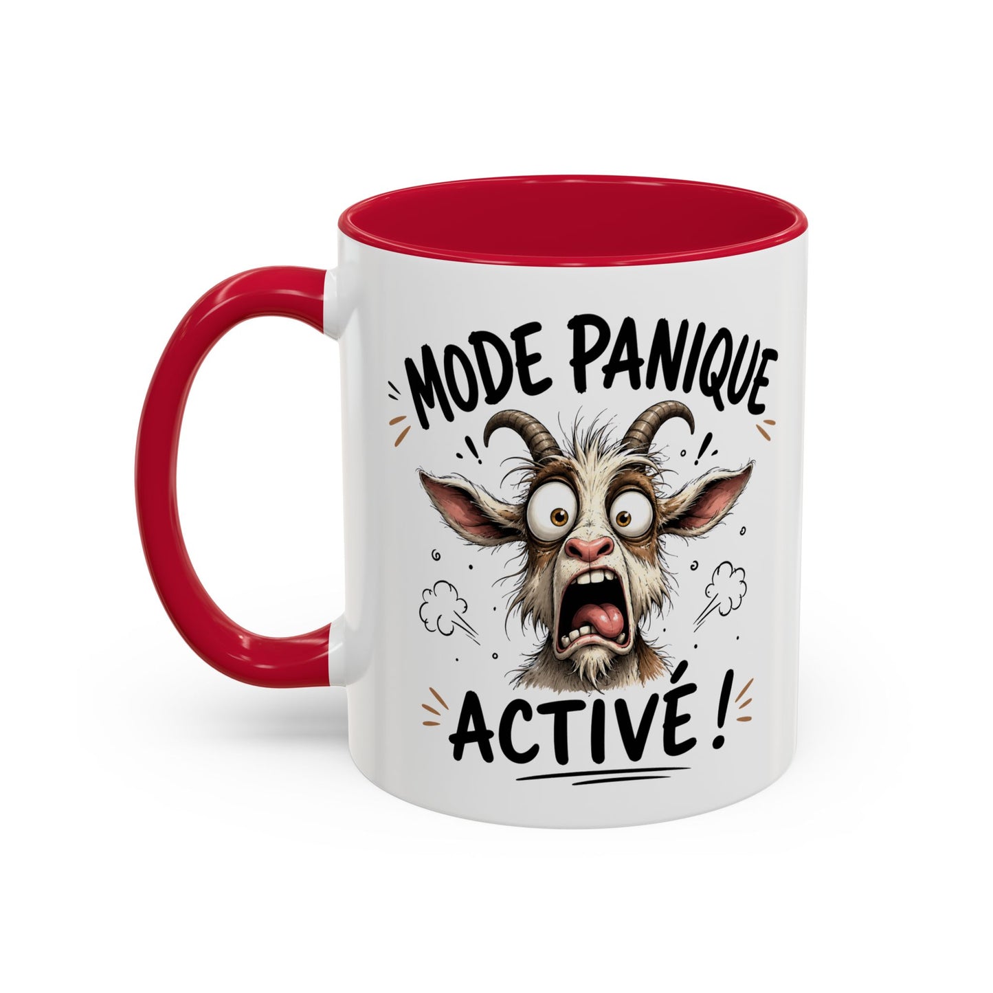 Tasse Mode Panique Activé – Mug Humour Chèvre Folle – Cadeau Drôle Homme Femme 325ml