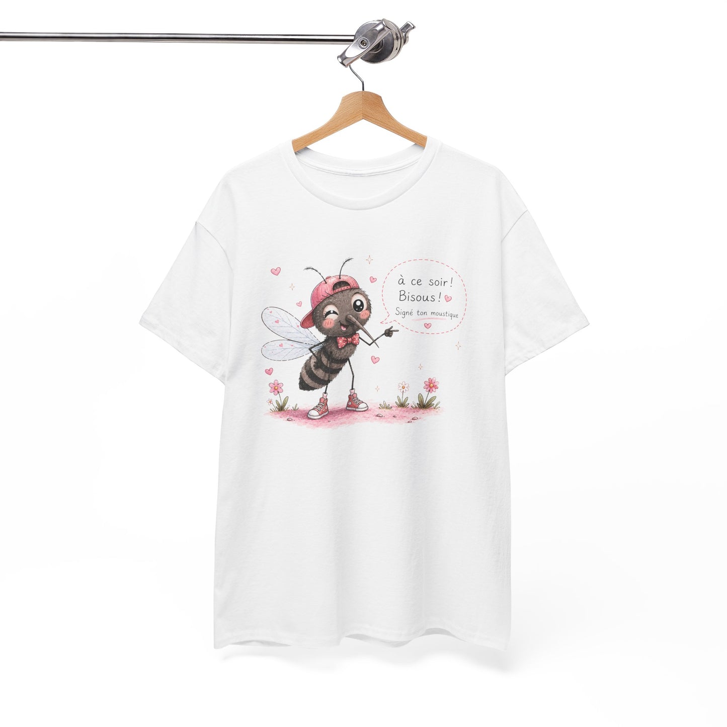 Tee-Shirt Humour À Ce Soir Bisous Signé Ton Moustique – Cadeau Drôle Homme Femme – Design Original