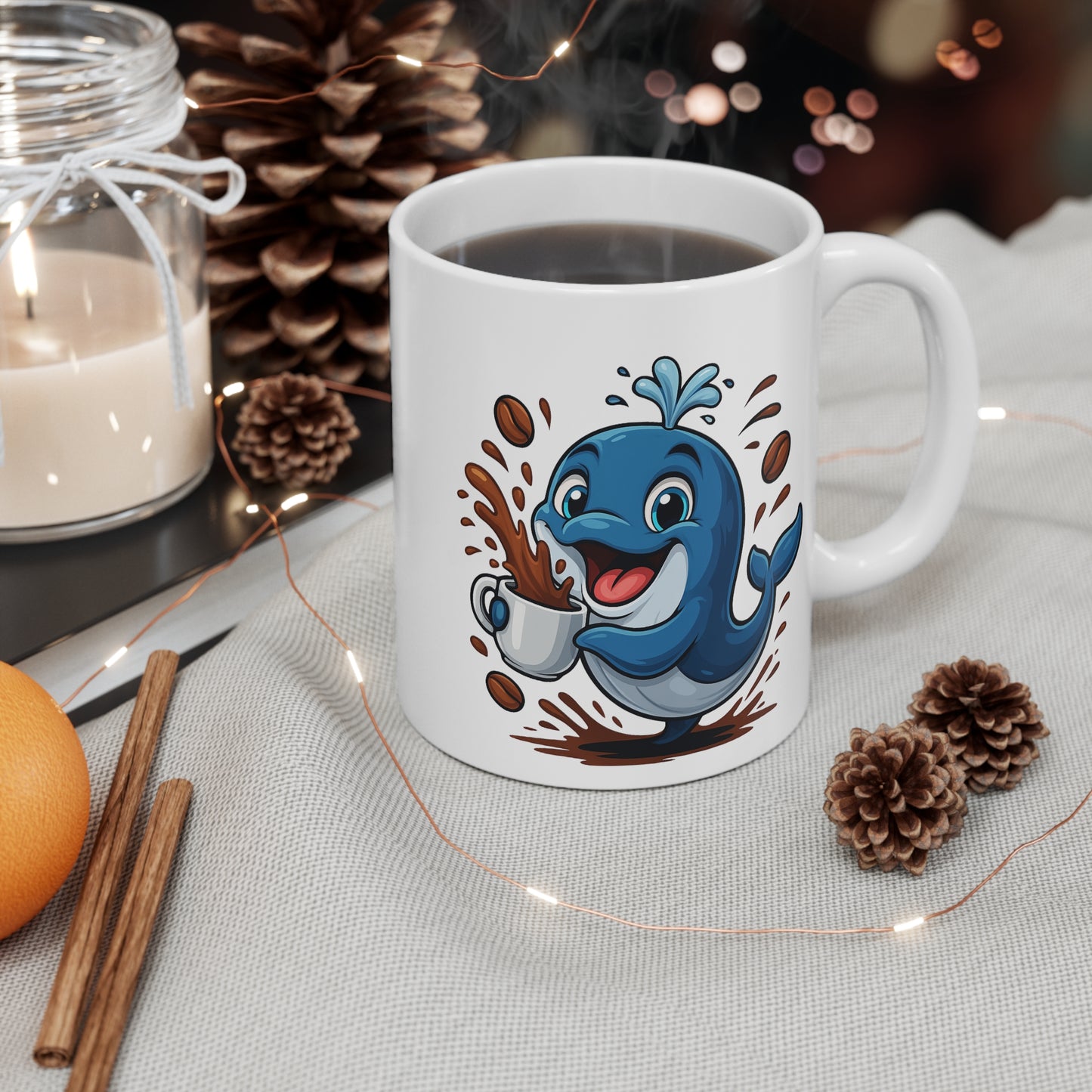 Mug Baleine Café – Tasse Céramique 325ml – Design Cartoon Mignon – Cadeau Original Amateur de Café
