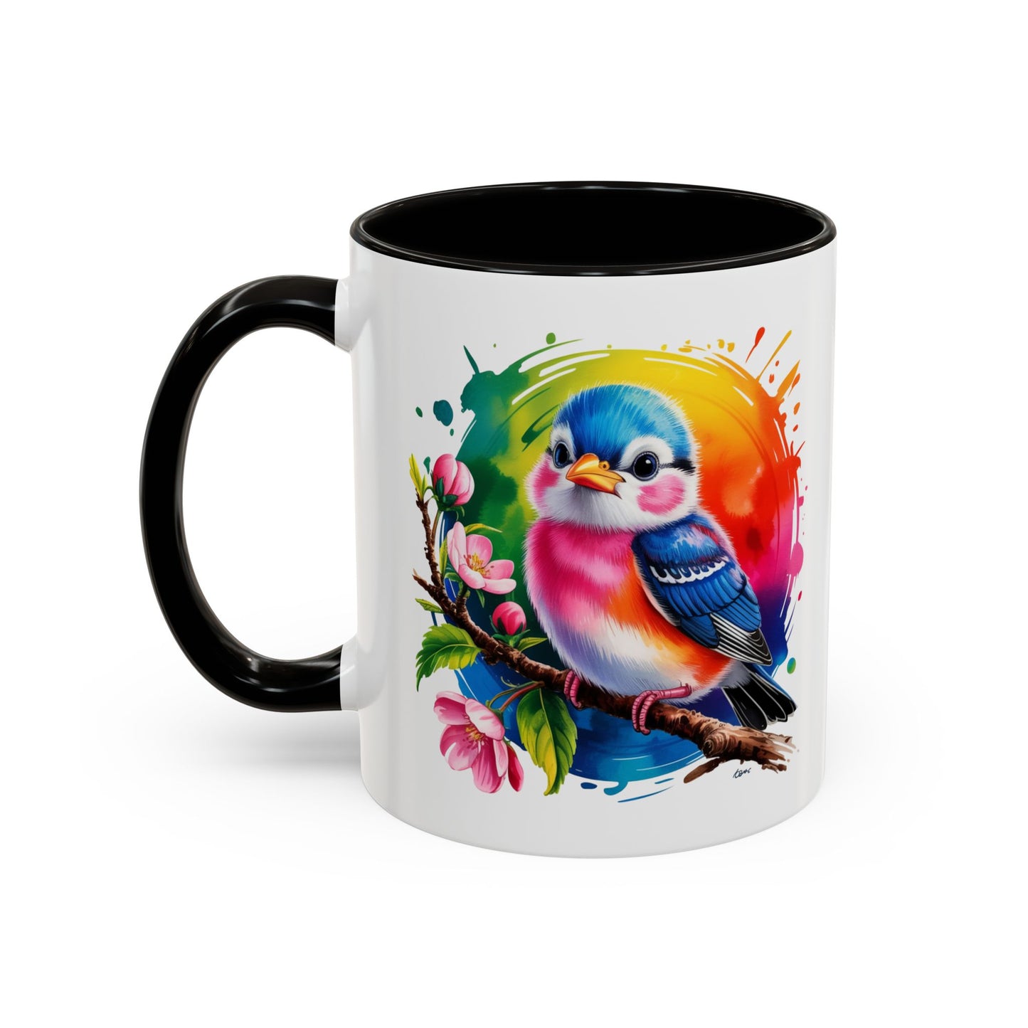 Mug Oiseau Multicolore – Tasse Design Artistique Oiseau et Fleurs Nature – Cadeau Original 325ml