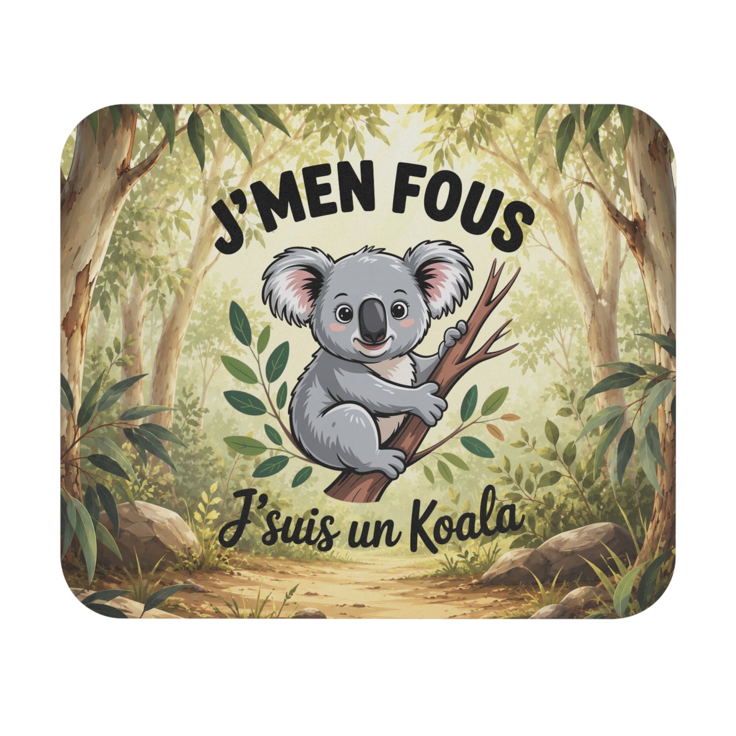 Tapis de Souris 22x18cm J’M’en Fous J’suis un Koala – Cadeau Humour Koala Homme Femme – Design Animal Mignon Kawaii – Accessoire Bureau Gaming
