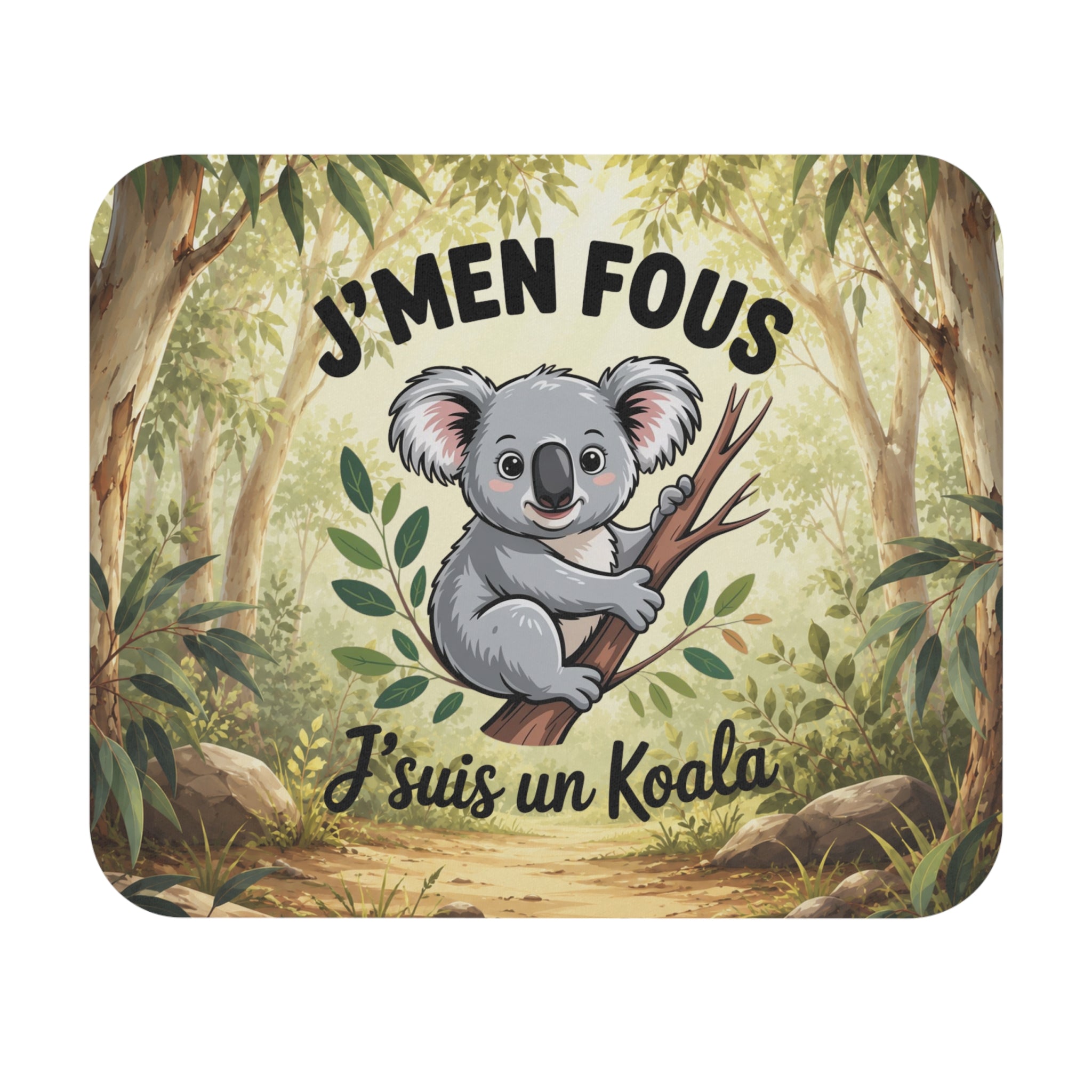 Tapis de Souris 22x18cm J’M’en Fous J’suis un Koala – Cadeau Humour Koala Homme Femme – Design Animal Mignon Kawaii – Accessoire Bureau Gaming
